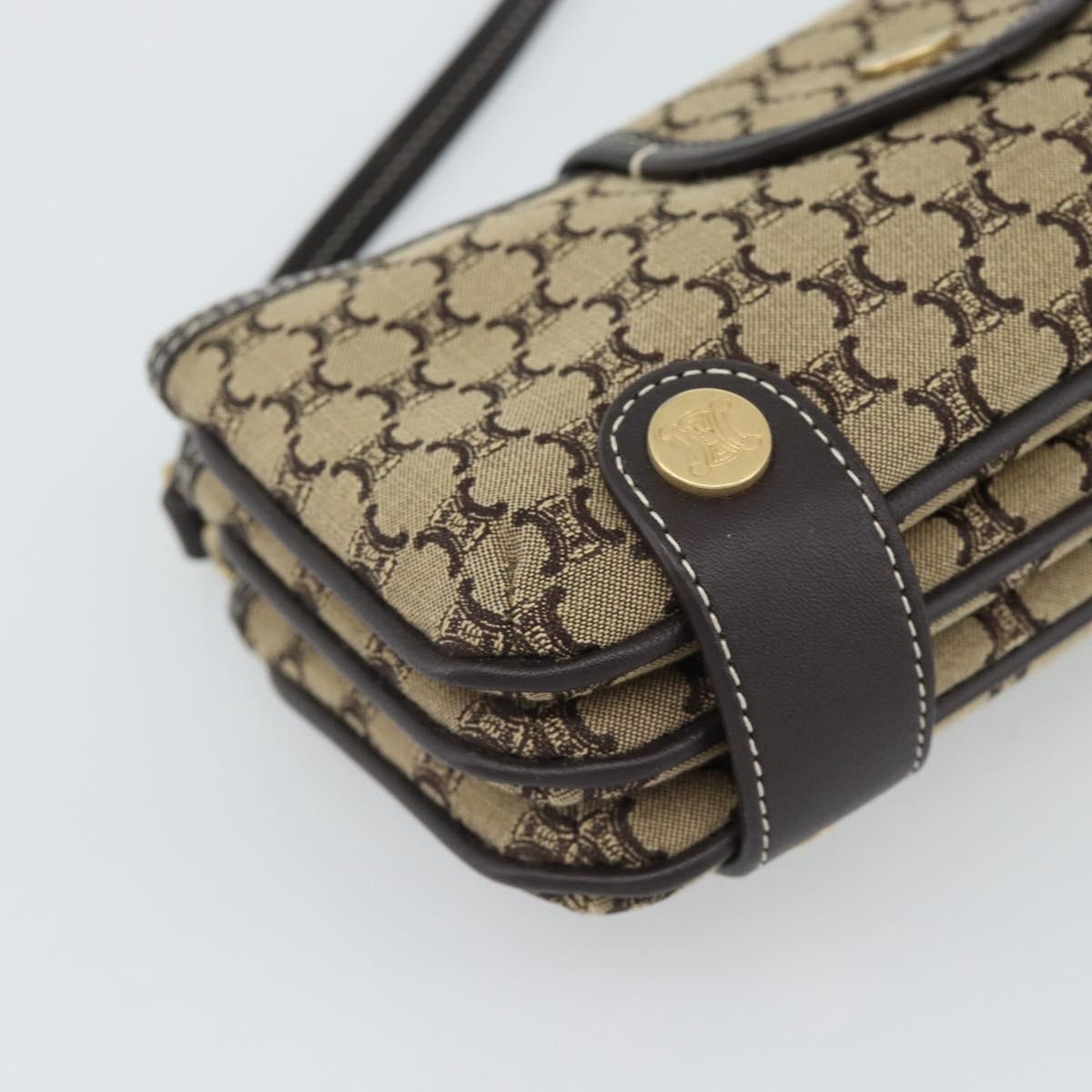 CELINE Macadam Canvas Hand Bag Brown Gold Auth mr2790V