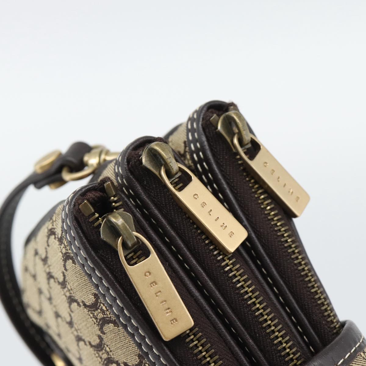 CELINE Macadam Canvas Hand Bag Brown Gold Auth mr2790V