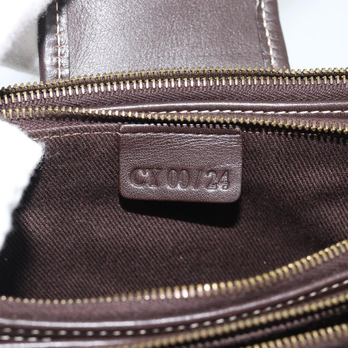 CELINE Macadam Canvas Hand Bag Brown Gold Auth mr2790V