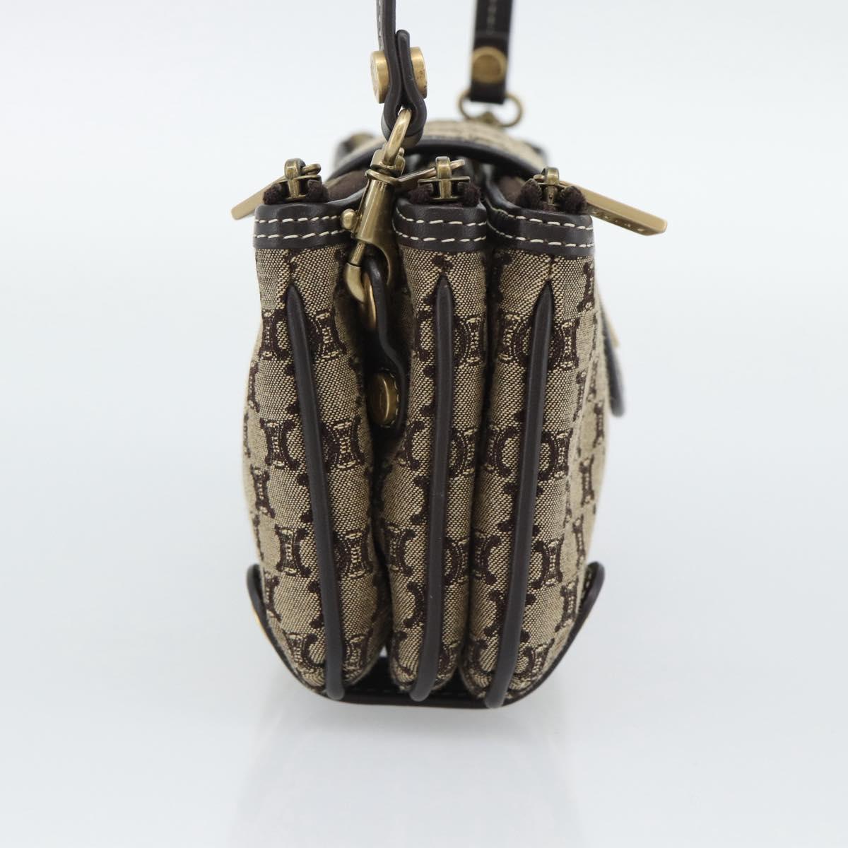 CELINE Macadam Canvas Hand Bag Brown Gold Auth mr2790V