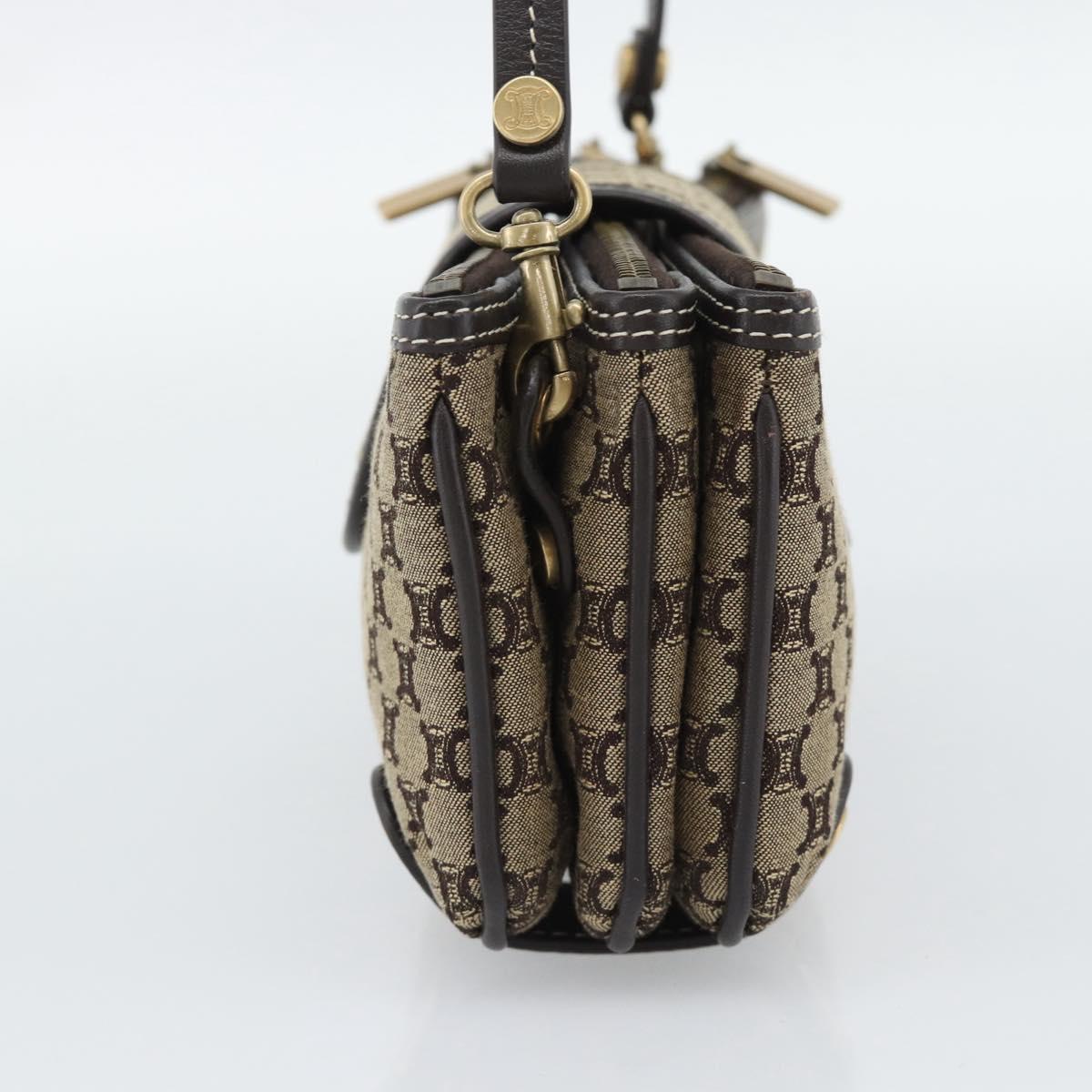 CELINE Macadam Canvas Hand Bag Brown Gold Auth mr2790V