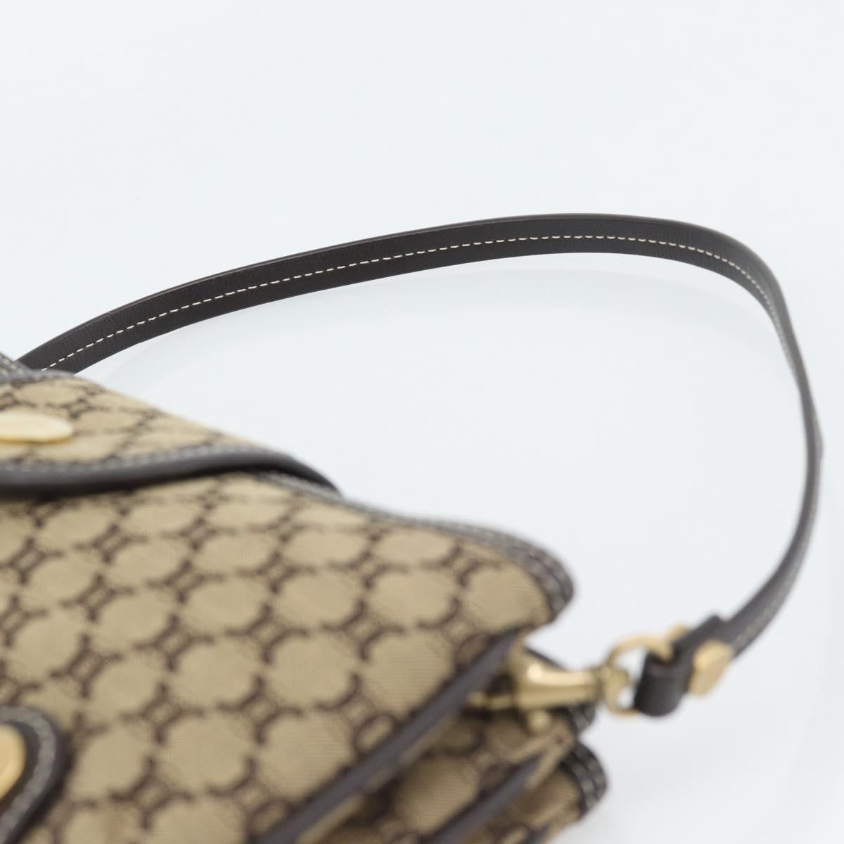 CELINE Macadam Canvas Hand Bag Brown Gold Auth mr2790V