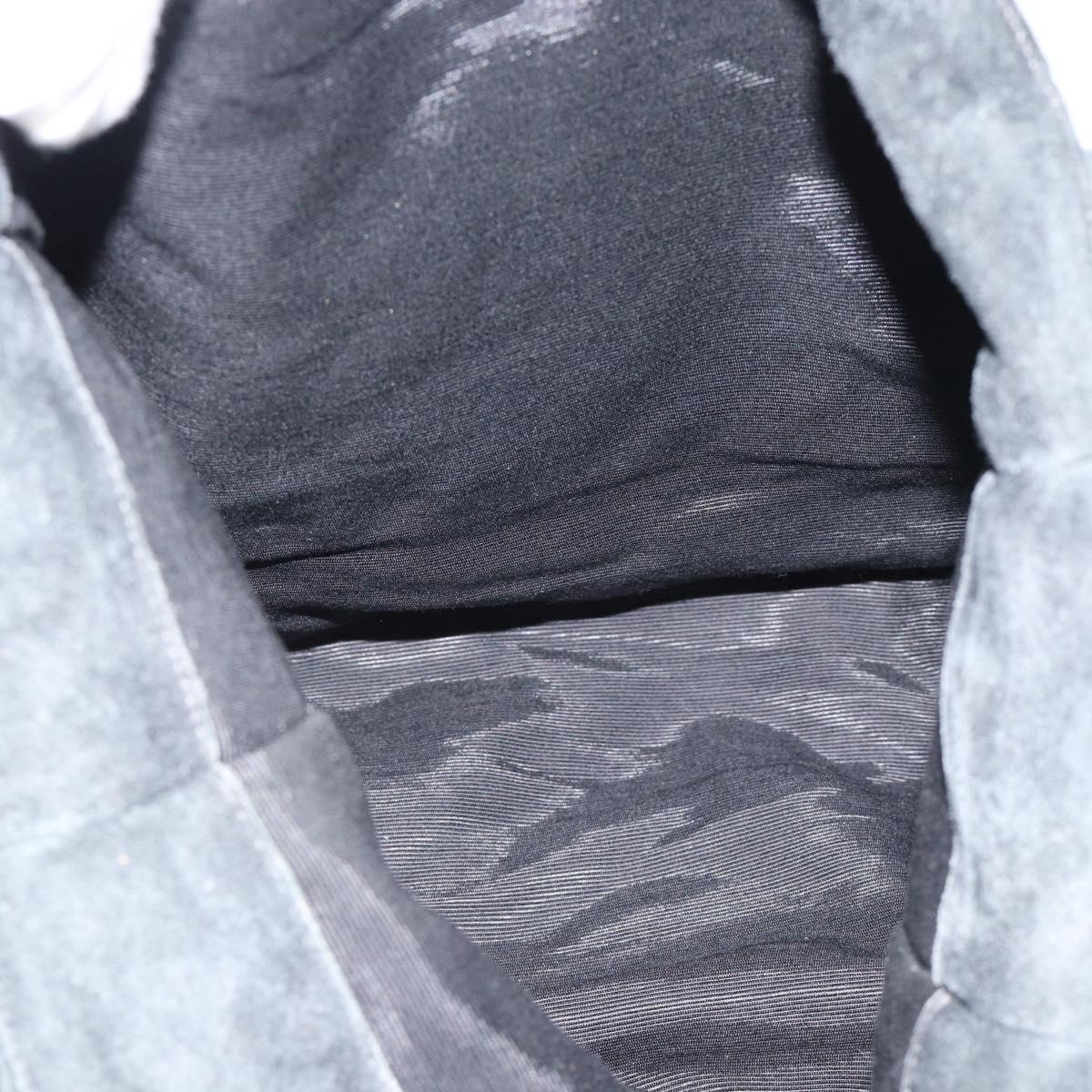 CHANEL Choco Bar Line Shoulder Bag Suede Gray CC Auth mr2792A
