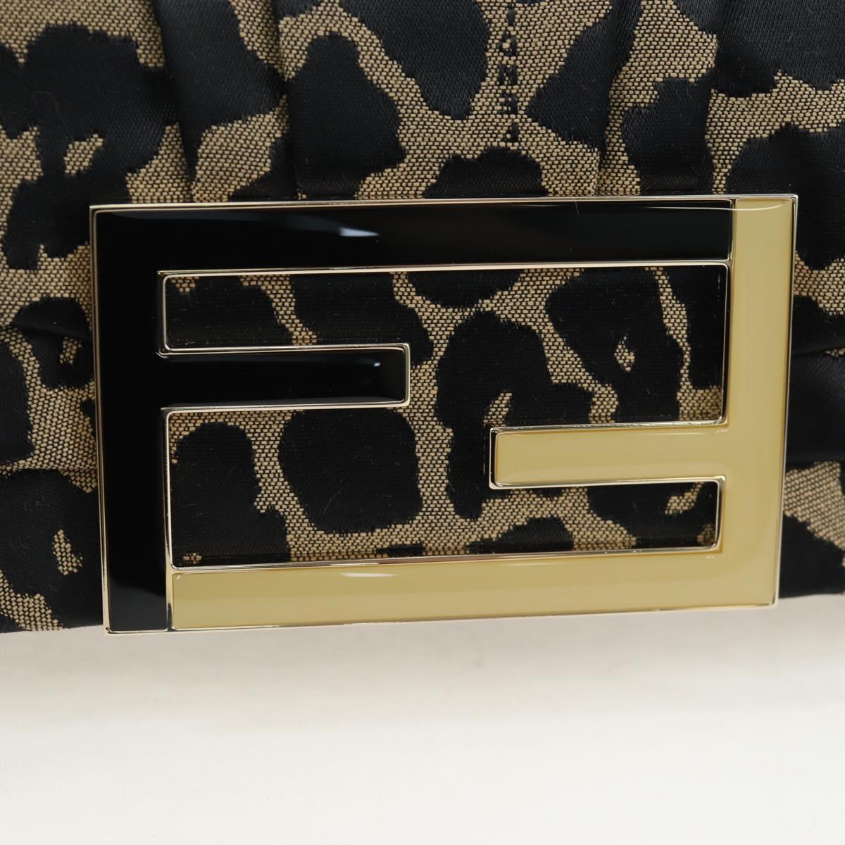 FENDI Mia Chain Shoulder Bag Nylon Black Gold Auth mr2793V