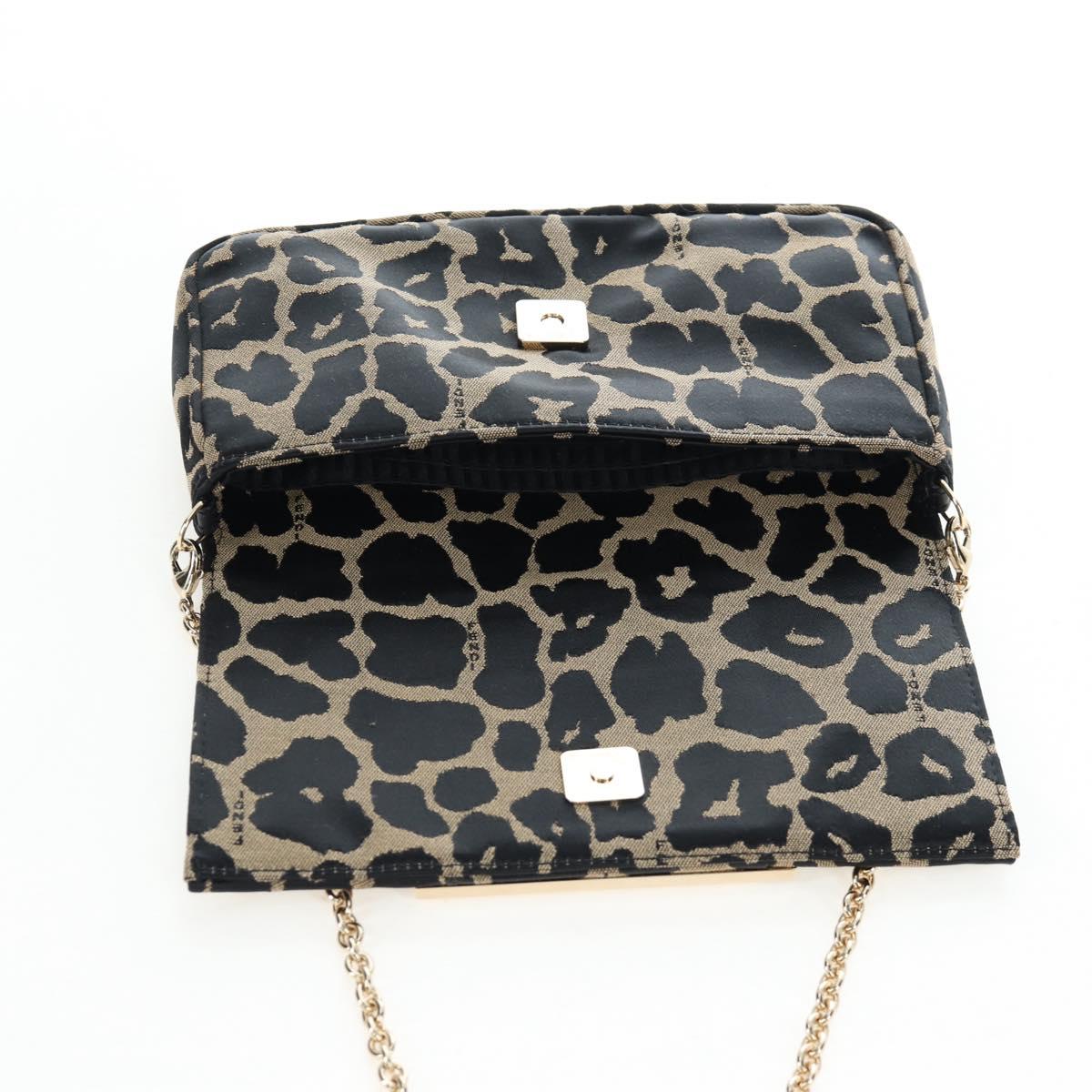 FENDI Mia Chain Shoulder Bag Nylon Black Gold Auth mr2793V