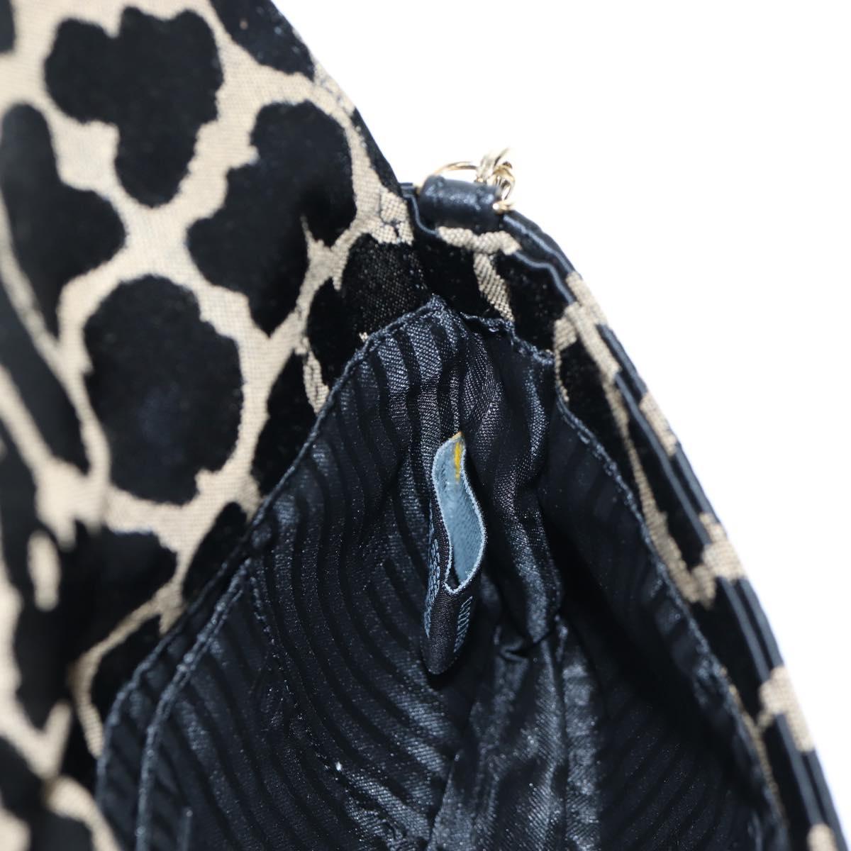 FENDI Mia Chain Shoulder Bag Nylon Black Gold Auth mr2793V