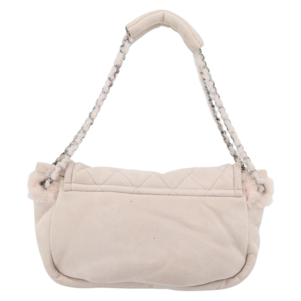 CHANEL Matelasse 2.55 Chain Shoulder Bag Mouton Pink Silver CC Auth mr2794V