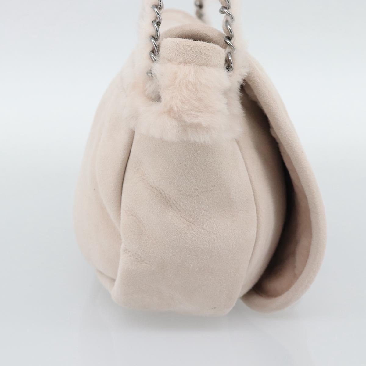 CHANEL Matelasse 2.55 Chain Shoulder Bag Mouton Pink Silver CC Auth mr2794V