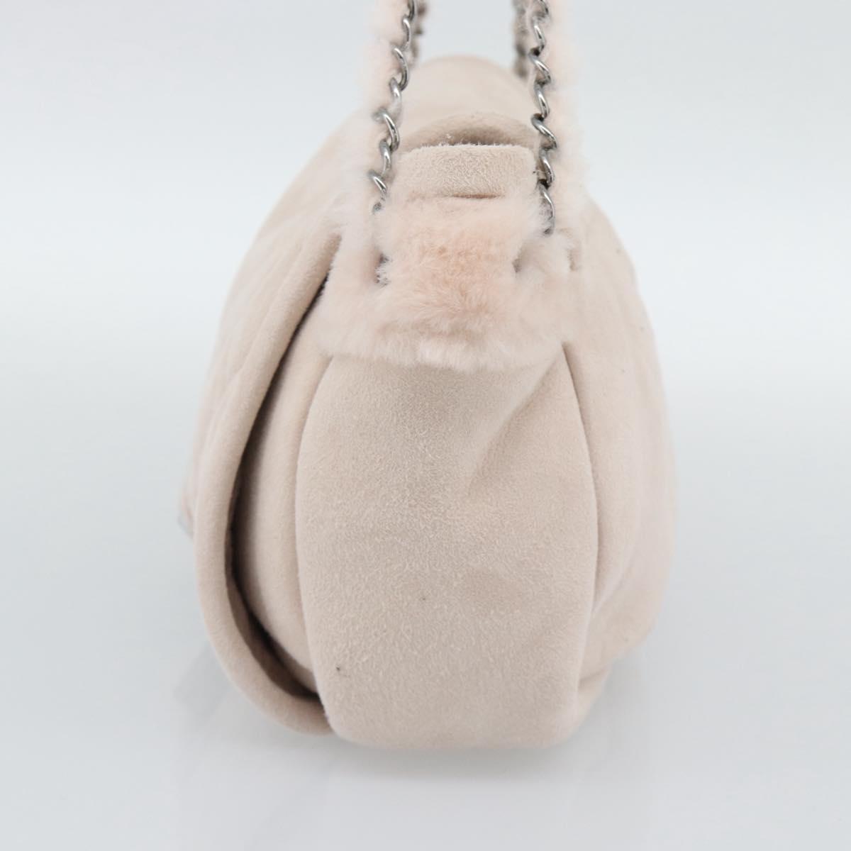 CHANEL Matelasse 2.55 Chain Shoulder Bag Mouton Pink Silver CC Auth mr2794V