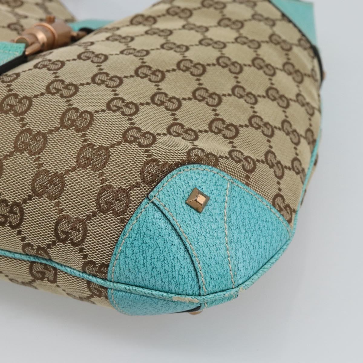 GUCCI GG Canvas New Jackie Shoulder Bag Brown Gold 120888 Auth mr2796V