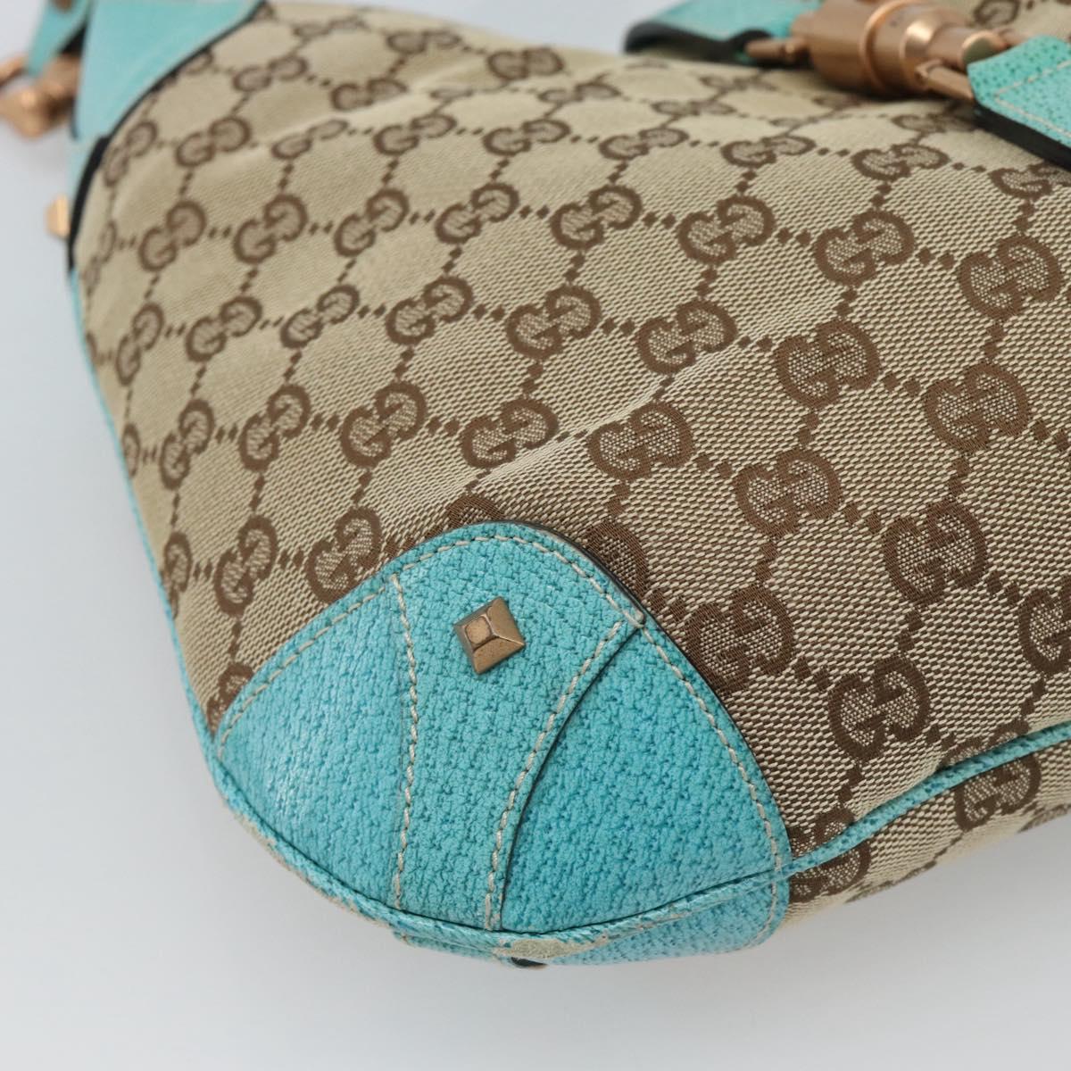 GUCCI GG Canvas New Jackie Shoulder Bag Brown Gold 120888 Auth mr2796V