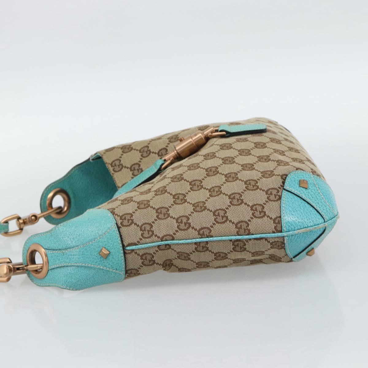 GUCCI GG Canvas New Jackie Shoulder Bag Brown Gold 120888 Auth mr2796V