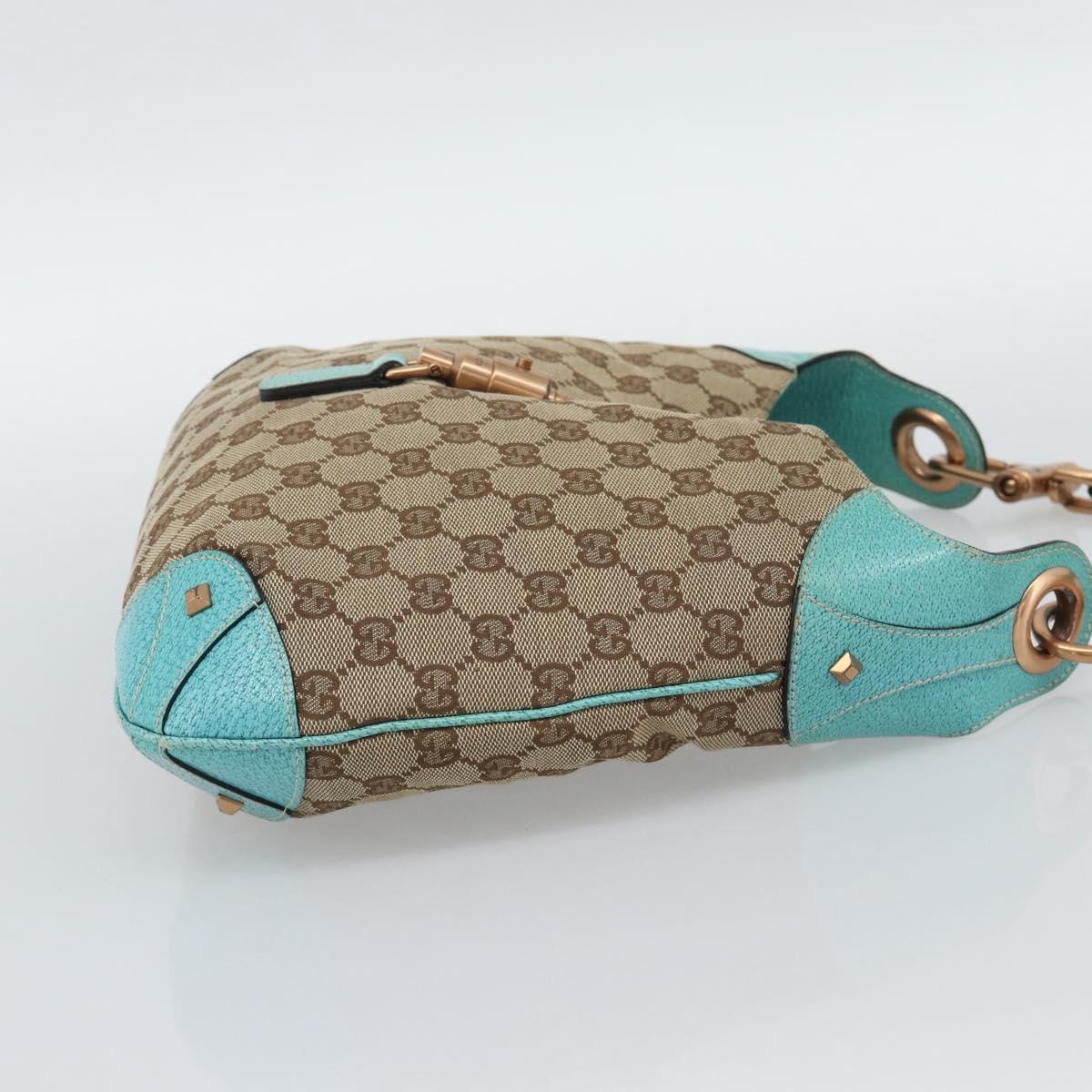 GUCCI GG Canvas New Jackie Shoulder Bag Brown Gold 120888 Auth mr2796V