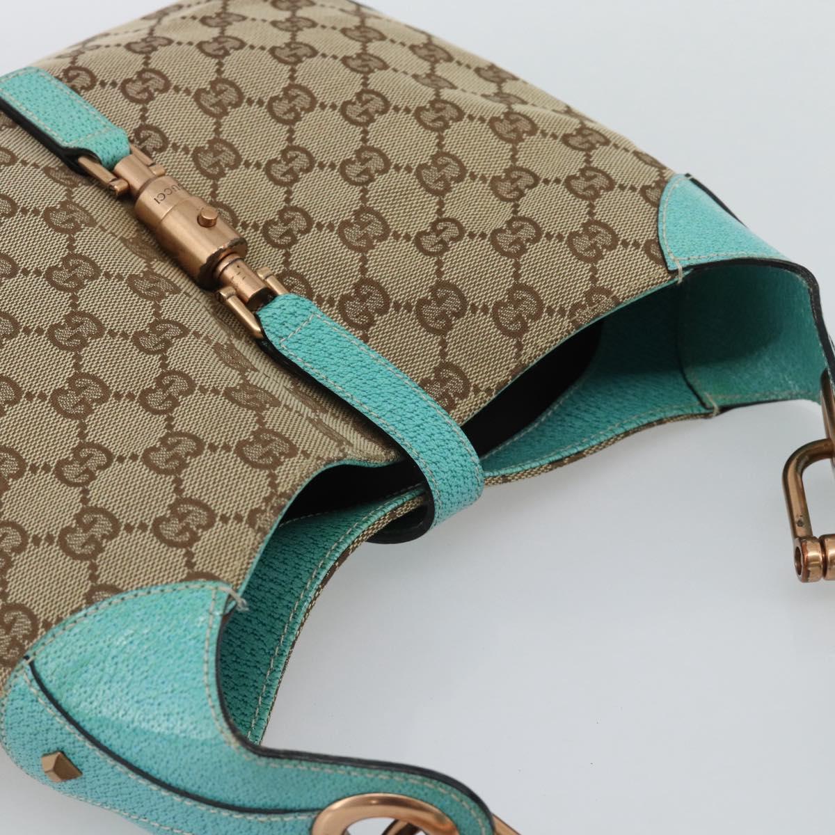 GUCCI GG Canvas New Jackie Shoulder Bag Brown Gold 120888 Auth mr2796V