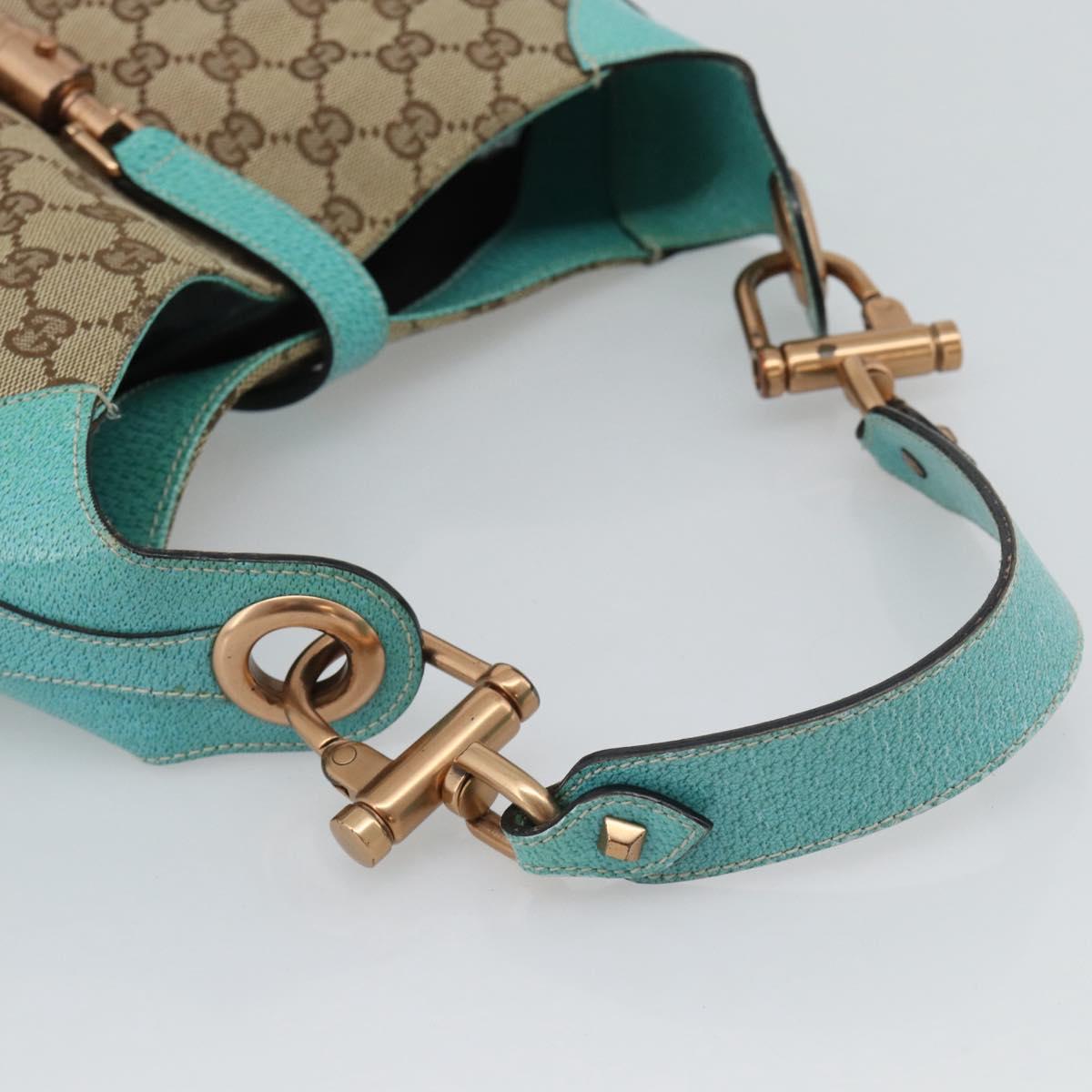 GUCCI GG Canvas New Jackie Shoulder Bag Brown Gold 120888 Auth mr2796V