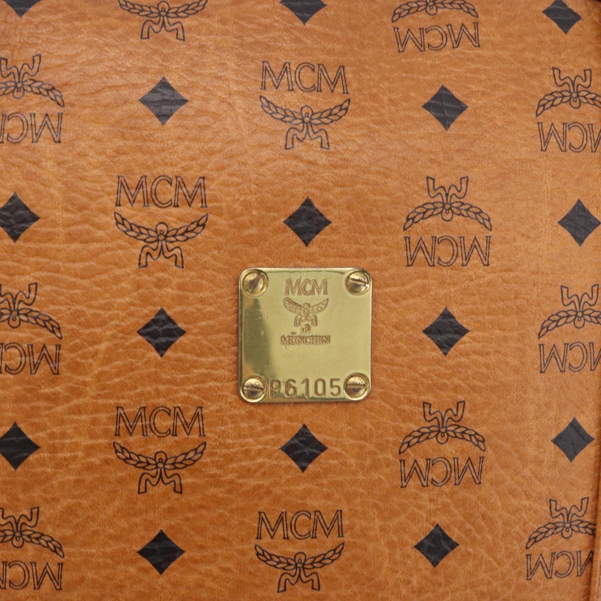 MCM Logogram Vicetos Boston Bag PVC Leather Brown Gold Auth mr2798