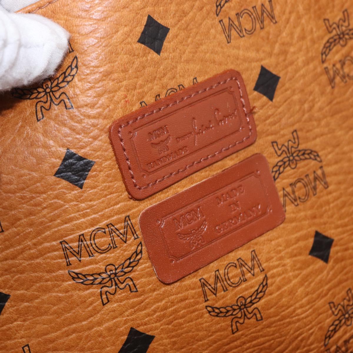 MCM Logogram Vicetos Boston Bag PVC Leather Brown Gold Auth mr2798
