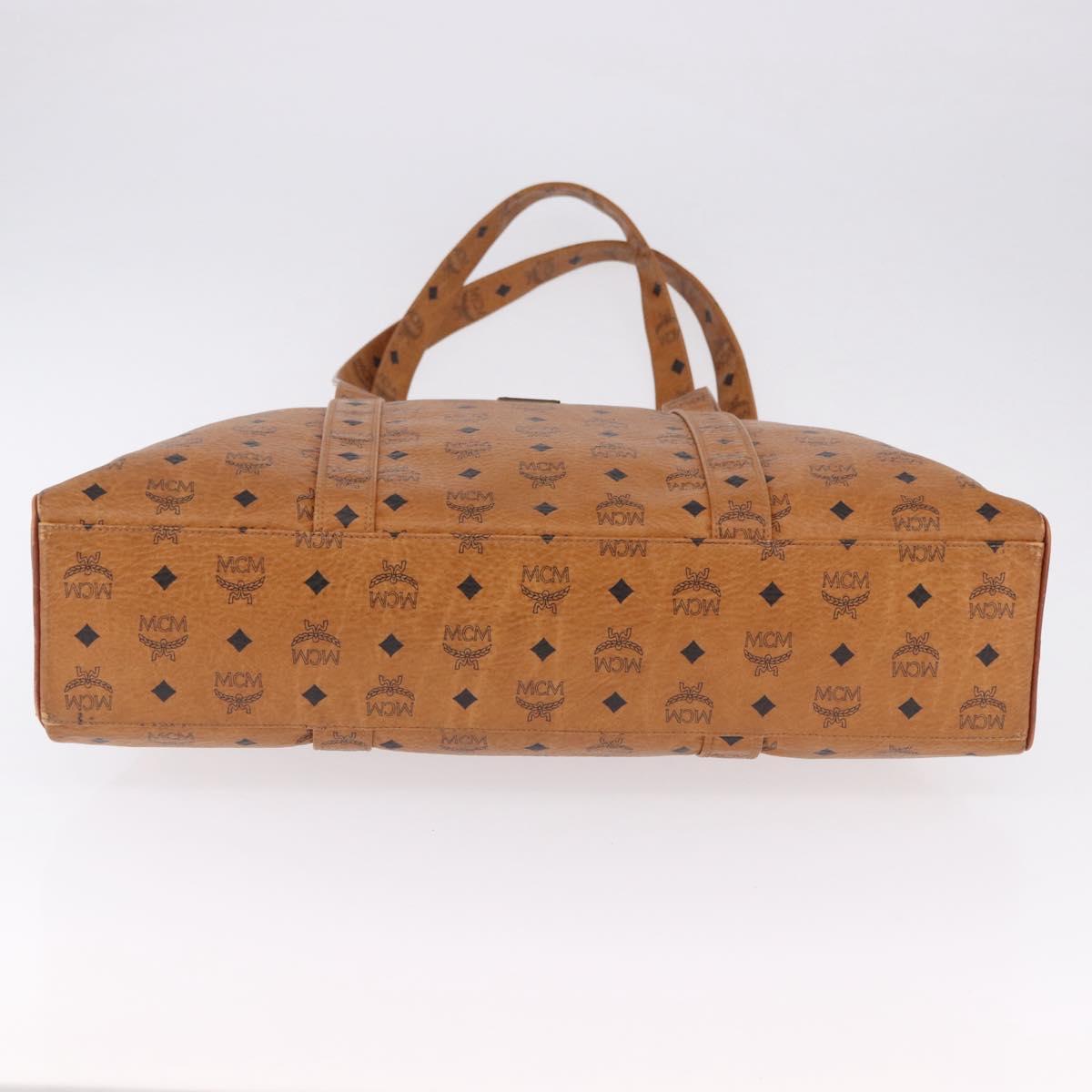 MCM Logogram Vicetos Boston Bag PVC Leather Brown Gold Auth mr2798