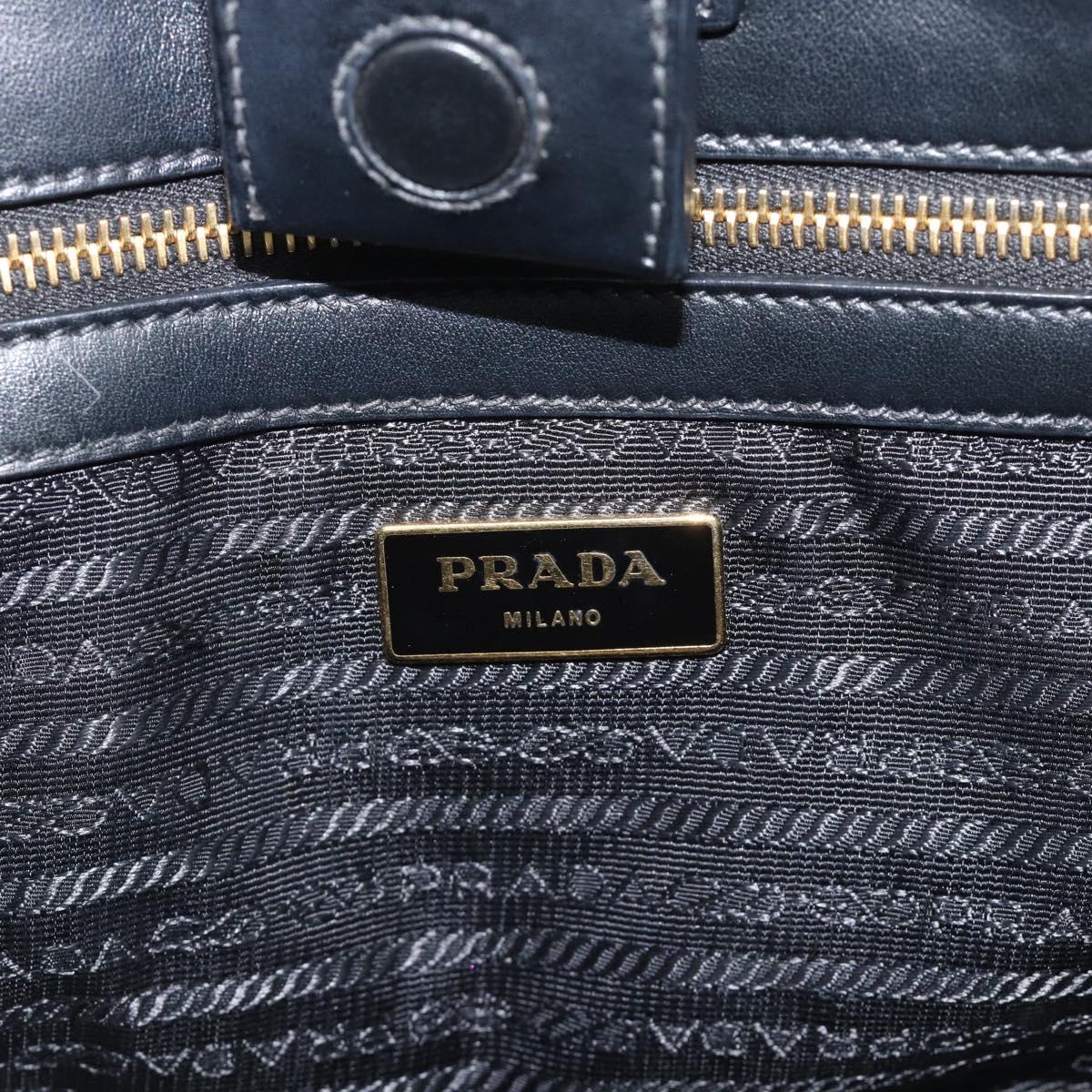 PRADA Hand Bag Safiano Leather 2way Black Gold Auth mr2800