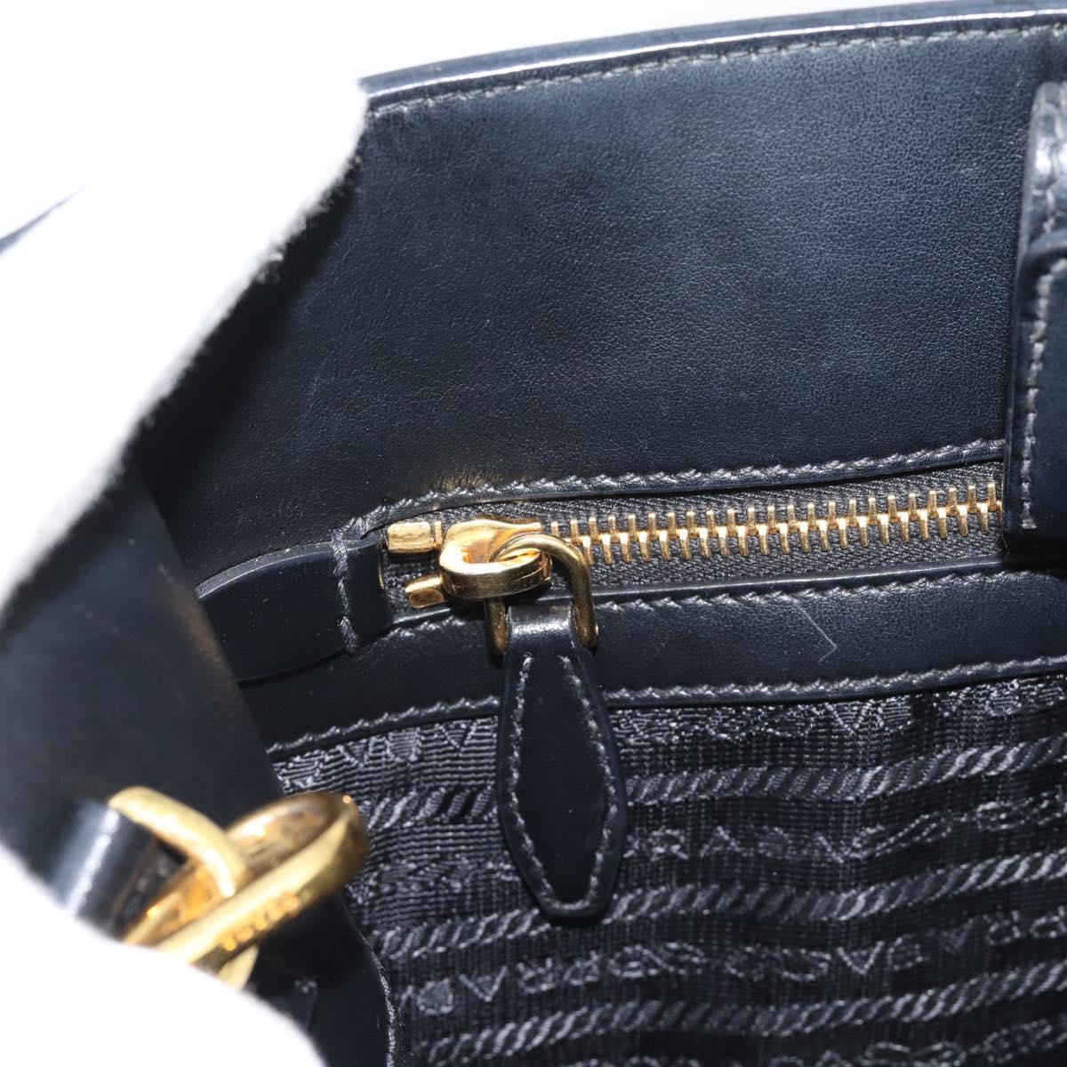 PRADA Hand Bag Safiano Leather 2way Black Gold Auth mr2800