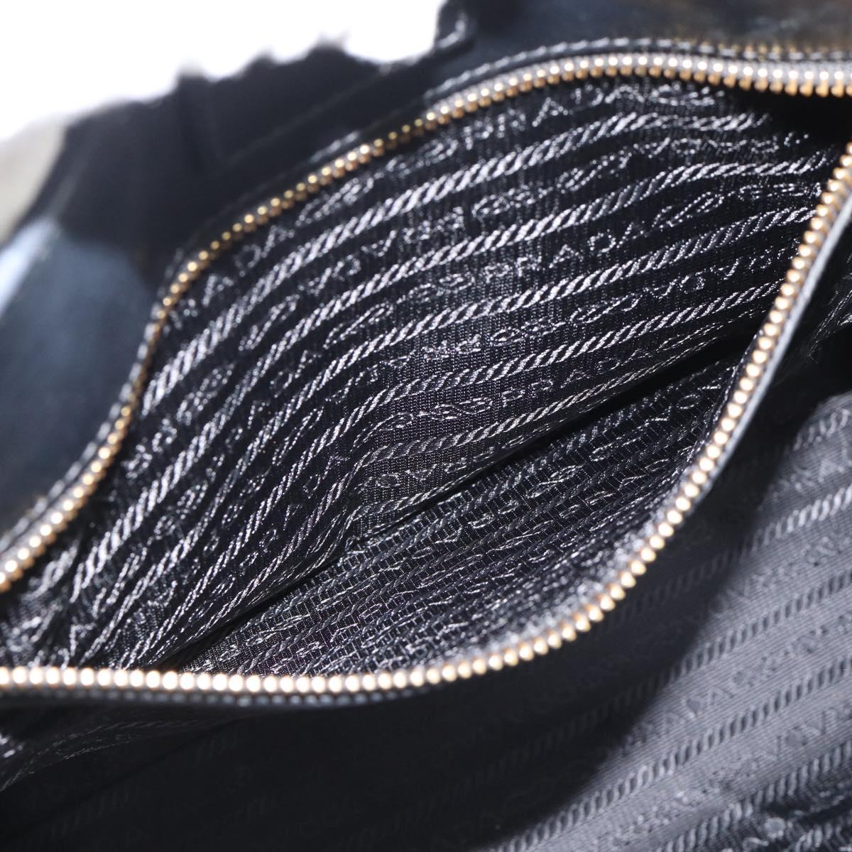 PRADA Hand Bag Safiano Leather 2way Black Gold Auth mr2800