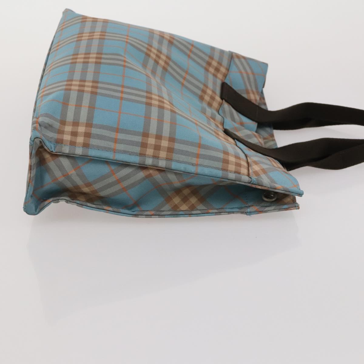 BURBERRY Nova Check Blue Label Hand Bag Canvas 3 Set Blue Pink Auth mr2801