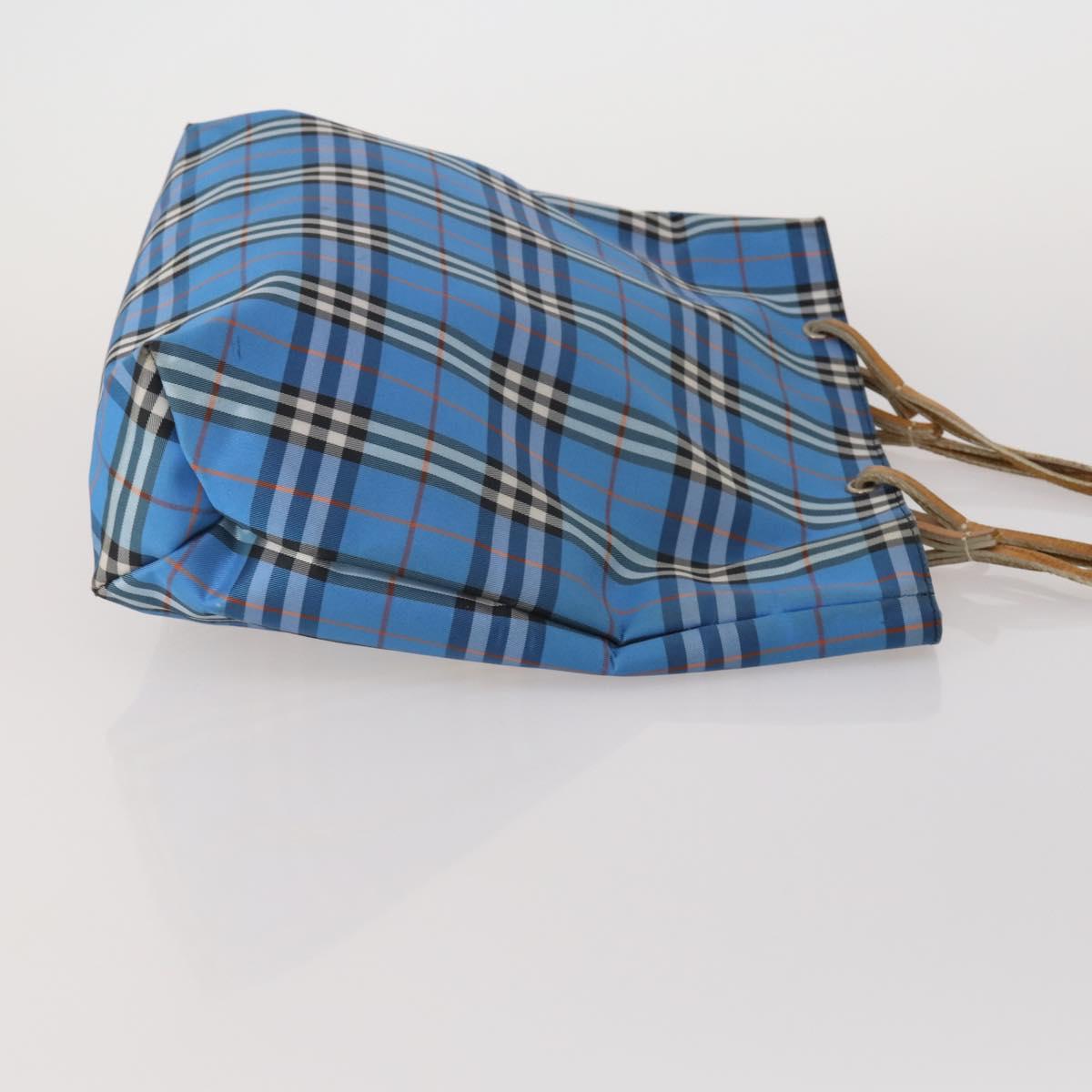 BURBERRY Nova Check Blue Label Hand Bag Canvas 3 Set Blue Pink Auth mr2801