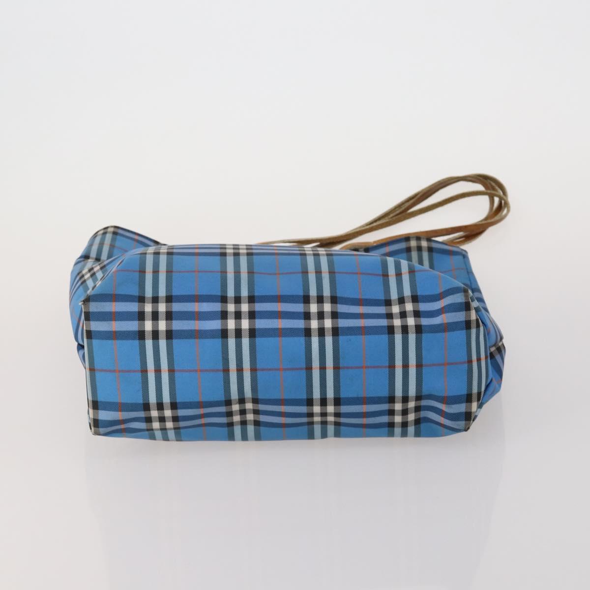 BURBERRY Nova Check Blue Label Hand Bag Canvas 3 Set Blue Pink Auth mr2801