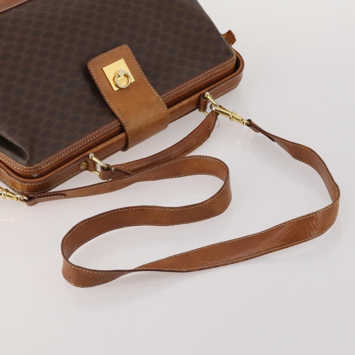 CELINE Macadam Canvas Shoulder Bag PVC Leather 2way 2 Set Brown Auth mr2802