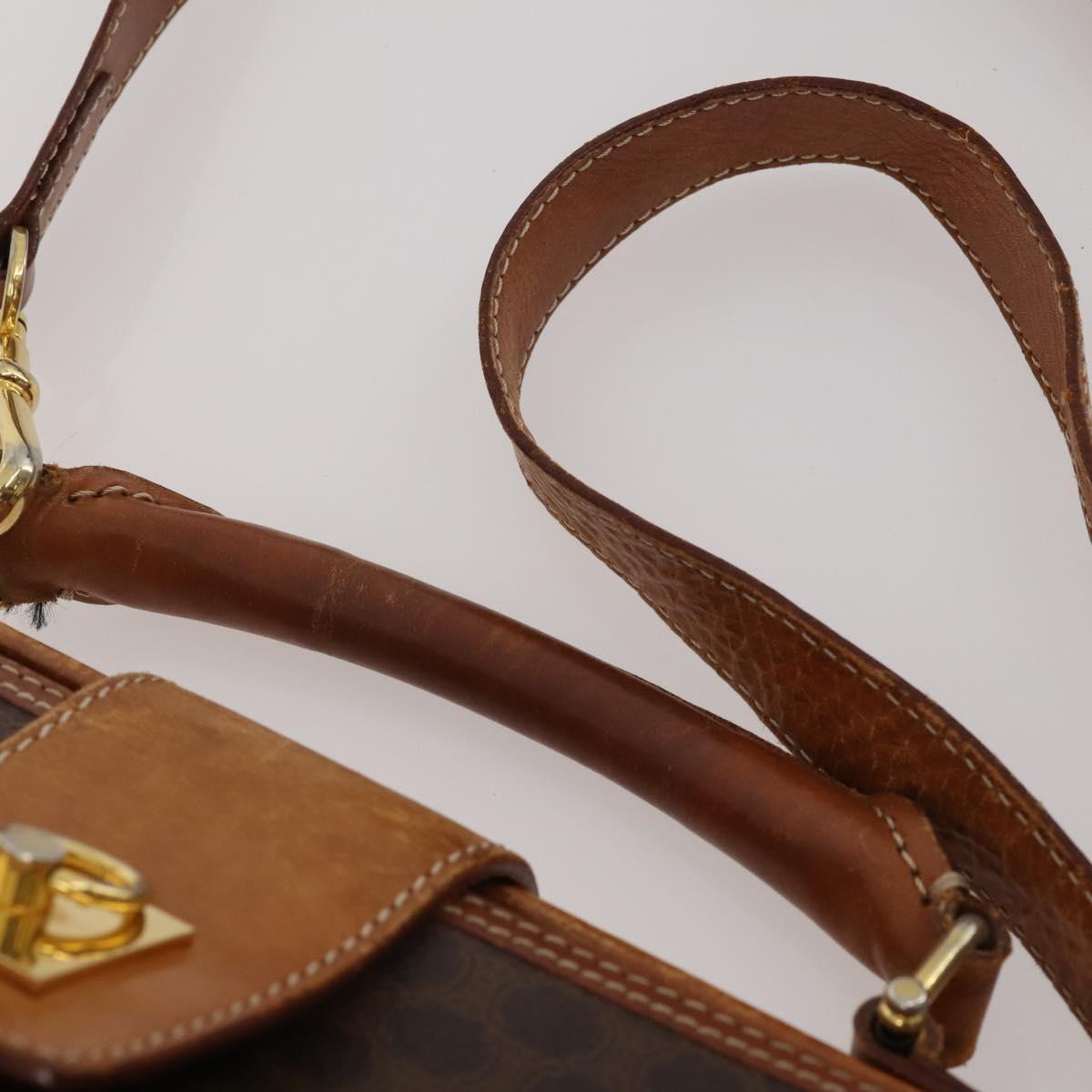 CELINE Macadam Canvas Shoulder Bag PVC Leather 2way 2 Set Brown Auth mr2802
