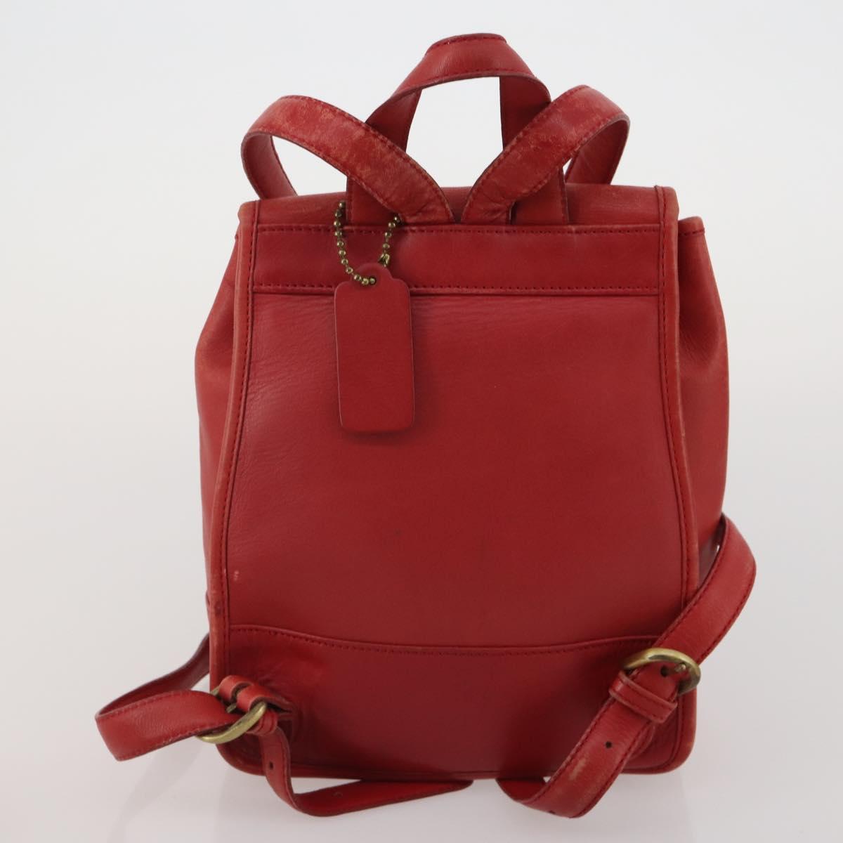Coach Shoulder Bag Leather 3 Set Red Brown Bordeaux Auth mr2805