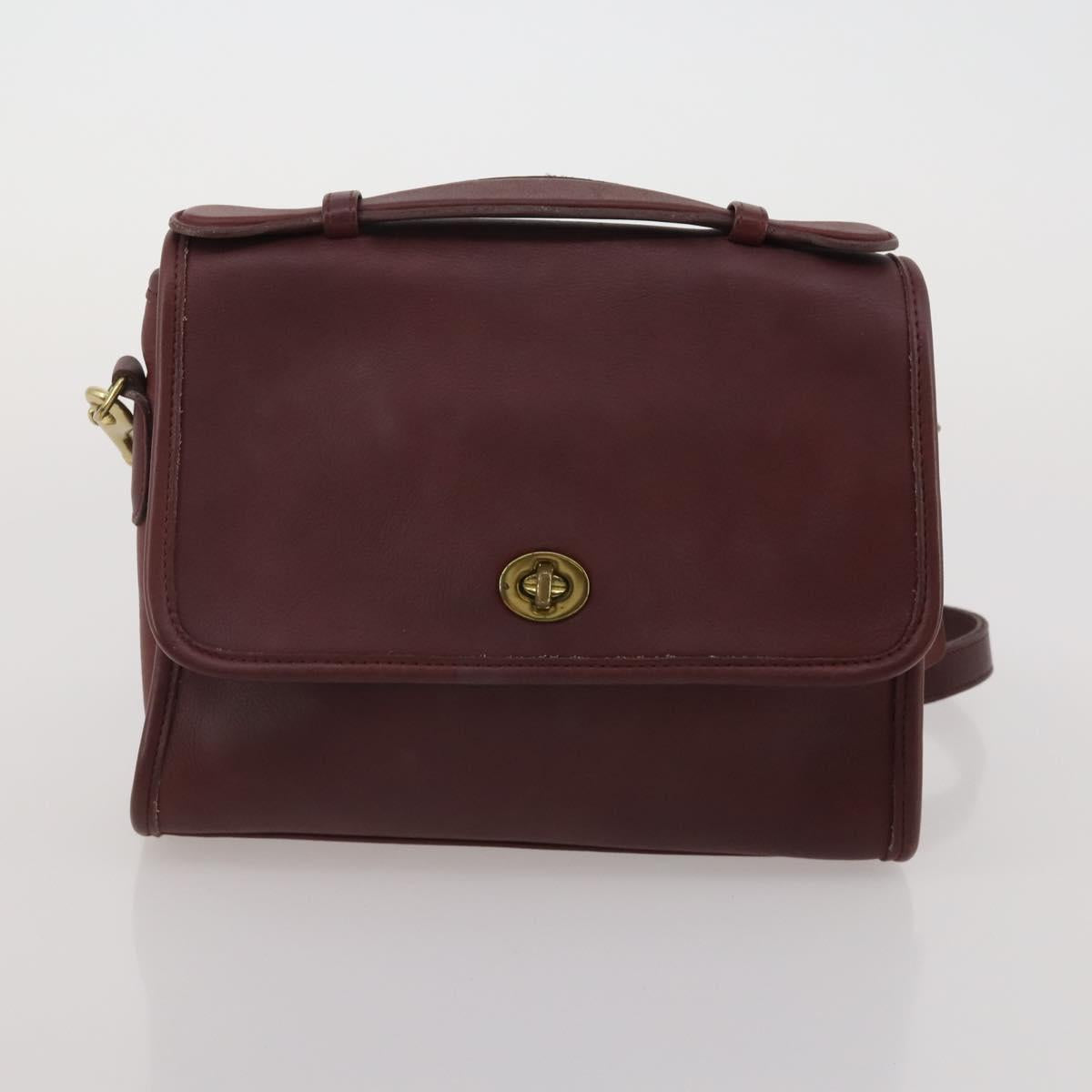 Coach Shoulder Bag Leather 3 Set Red Brown Bordeaux Auth mr2805