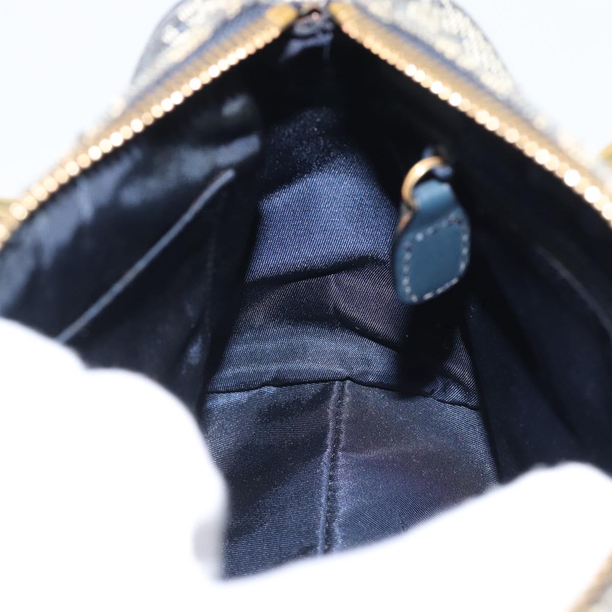 Christian Dior Trotter Canvas Mini Hand Bag Navy Gold Auth mr2809V