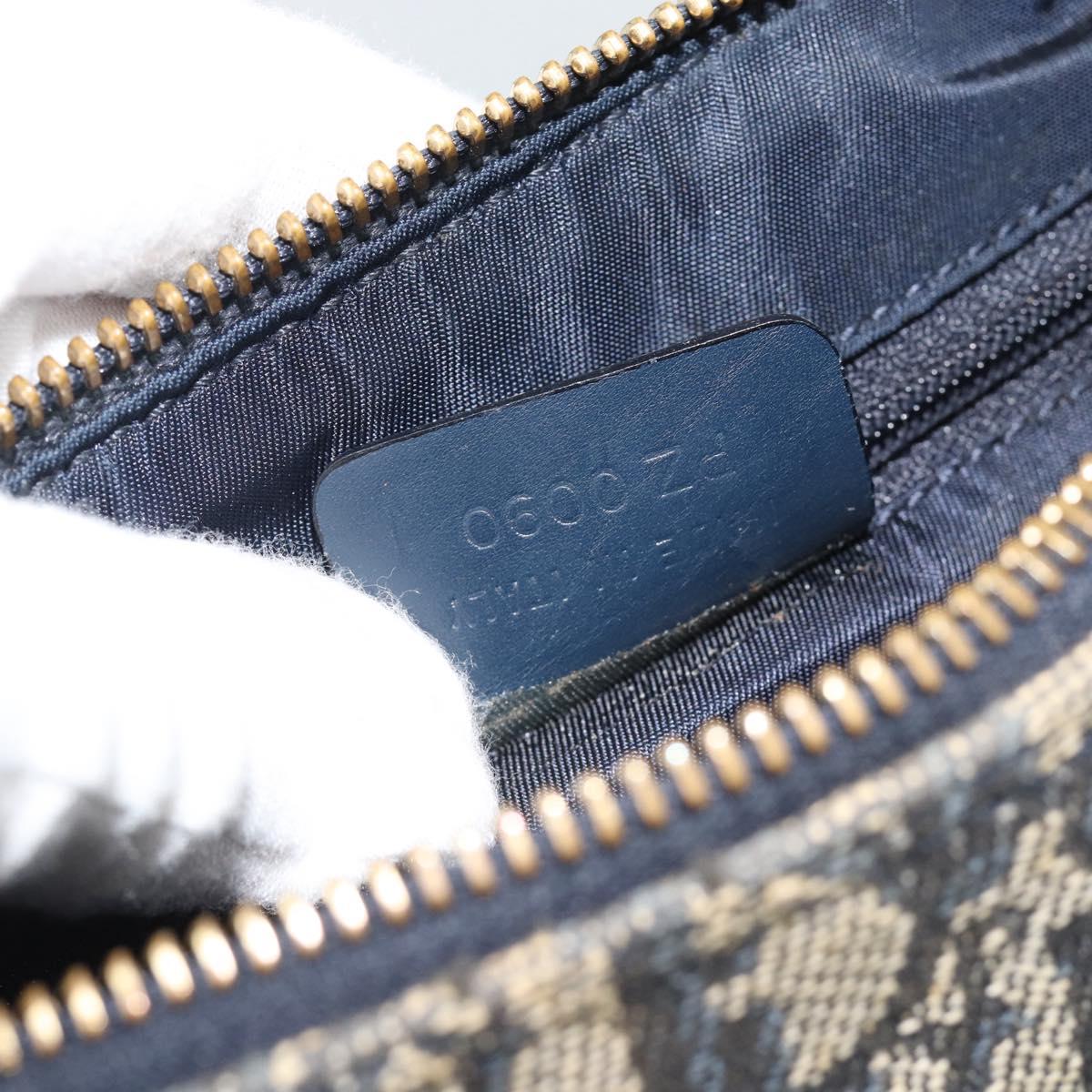 Christian Dior Trotter Canvas Mini Hand Bag Navy Gold Auth mr2809V