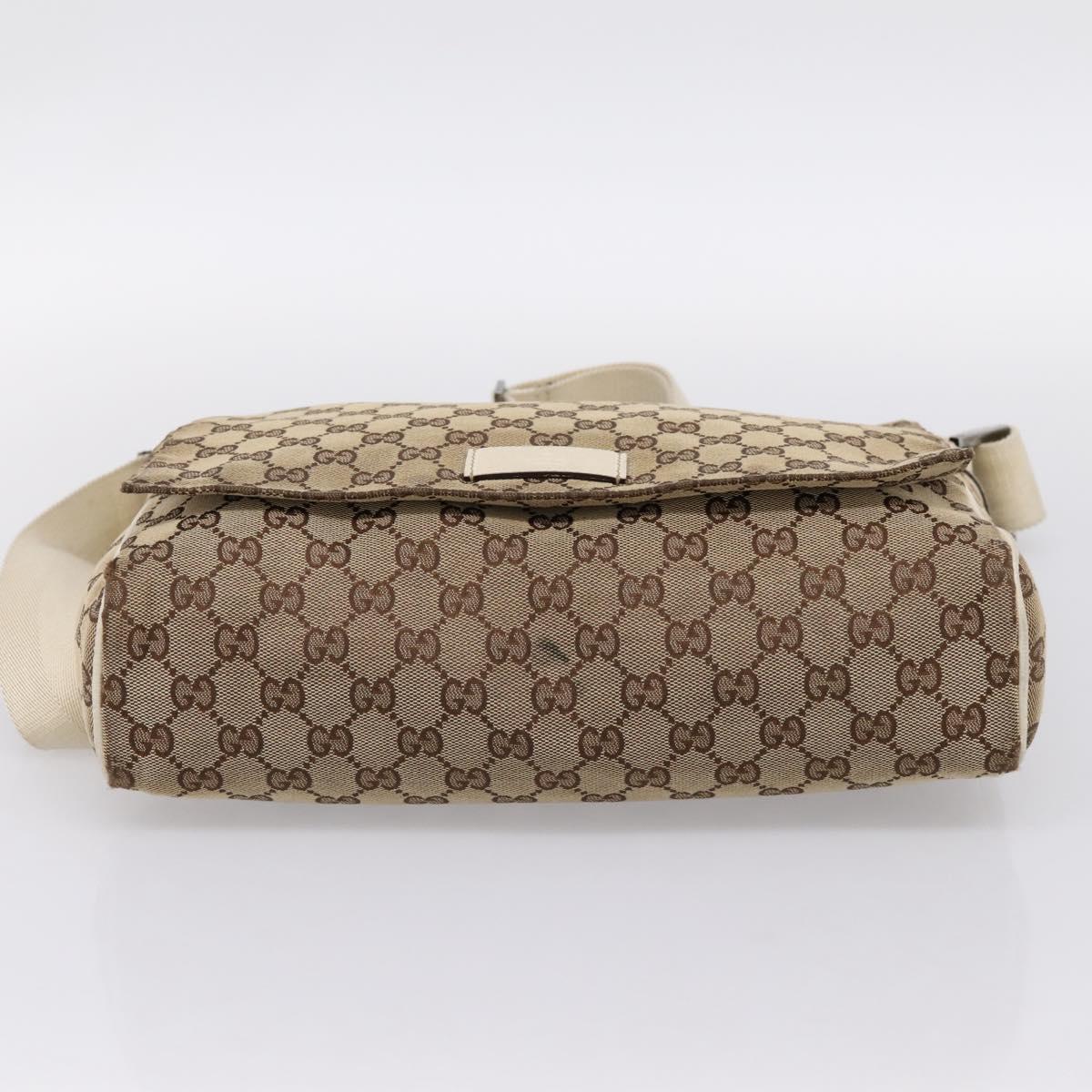 GUCCI GG Canvas Shoulder Bag Beige Silver 146236 Auth mr2810