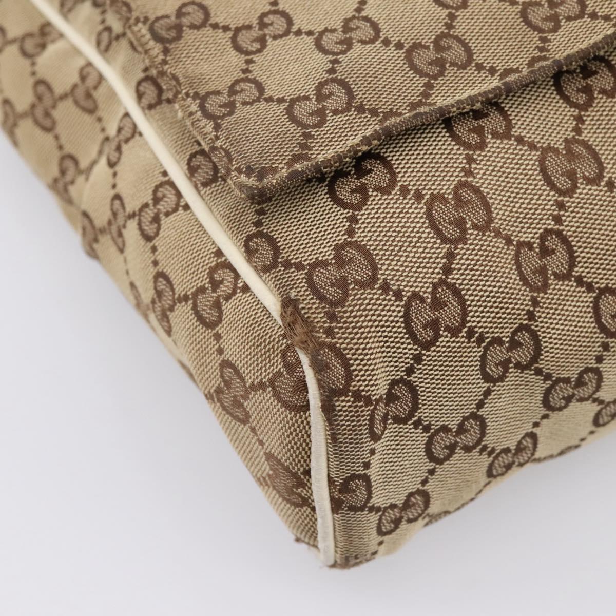 GUCCI GG Canvas Shoulder Bag Beige Silver 146236 Auth mr2810
