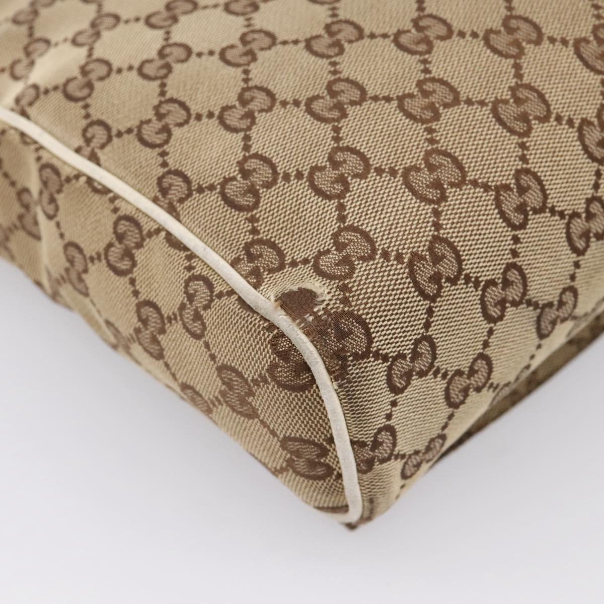 GUCCI GG Canvas Shoulder Bag Beige Silver 146236 Auth mr2810