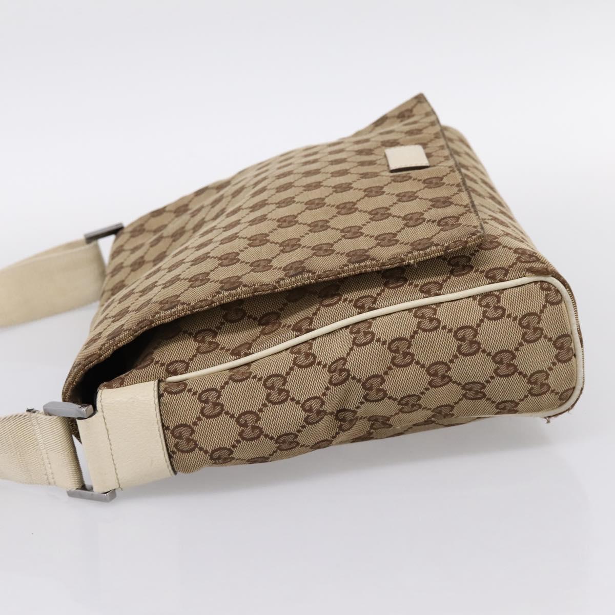 GUCCI GG Canvas Shoulder Bag Beige Silver 146236 Auth mr2810