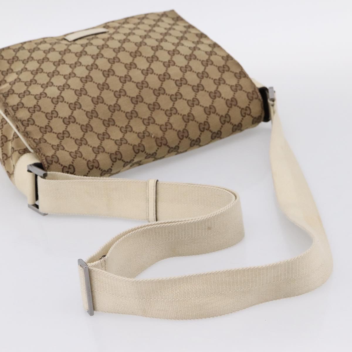 GUCCI GG Canvas Shoulder Bag Beige Silver 146236 Auth mr2810