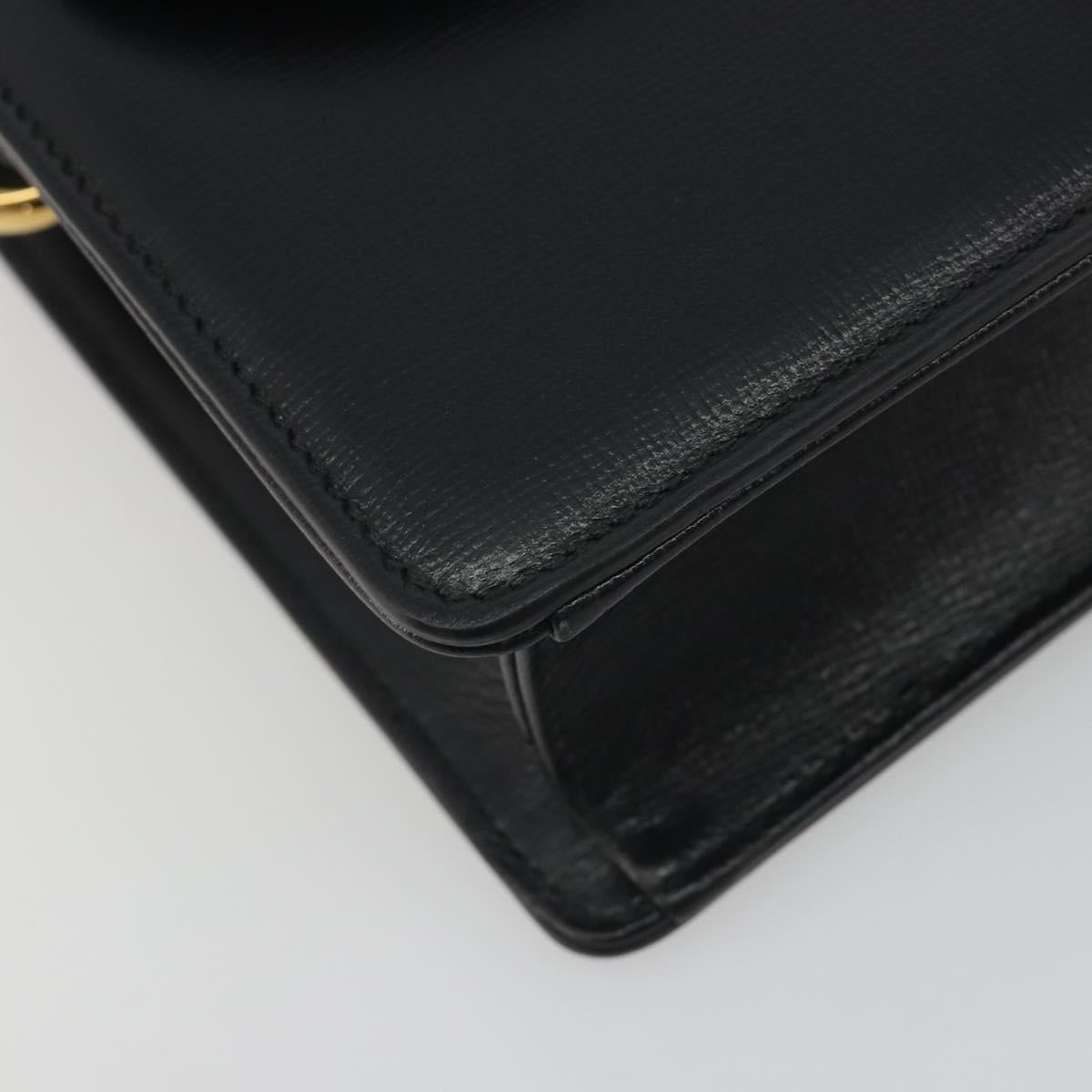 GUCCI Shoulder Bag Leather Black Gold 589474 Auth mr2812