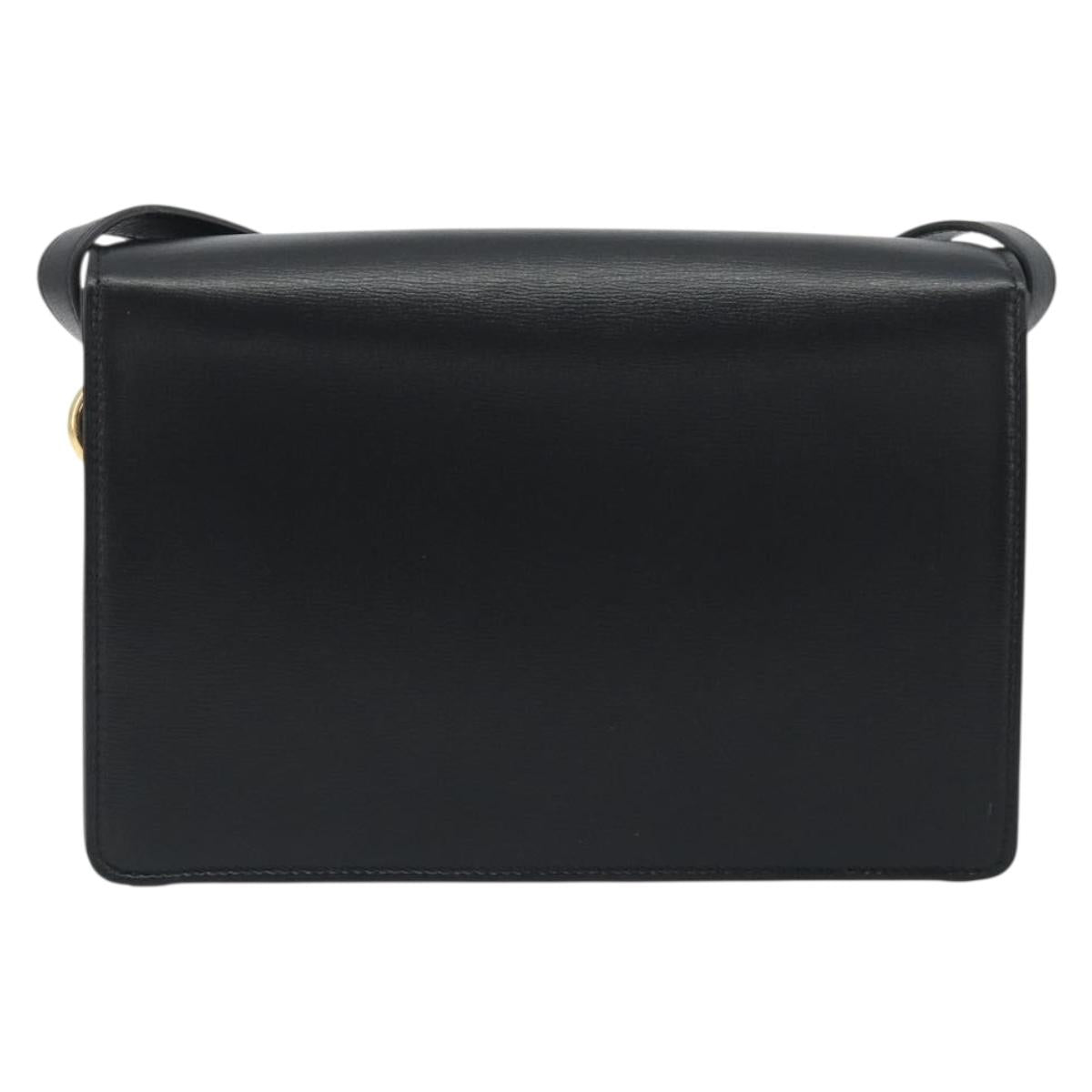 GUCCI Shoulder Bag Leather Black Gold 589474 Auth mr2812