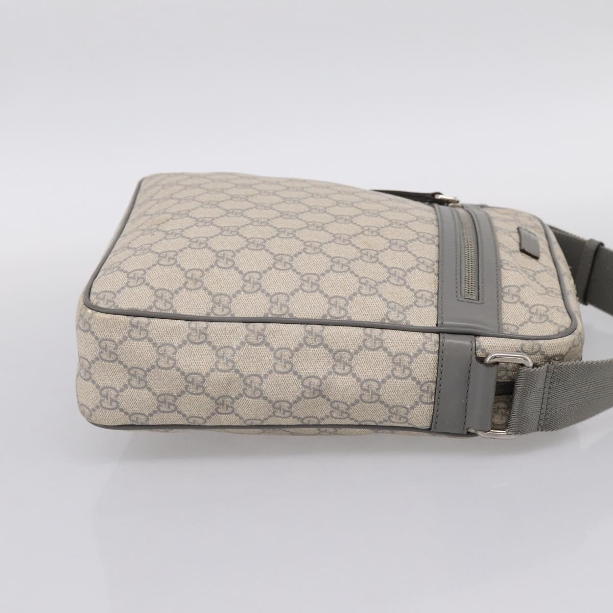 GUCCI GG Supreme Shoulder Bag PVC Beige Silver 201448 Auth mr2814