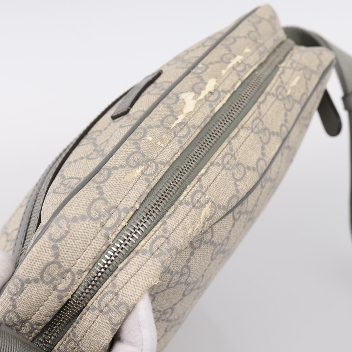 GUCCI GG Supreme Shoulder Bag PVC Beige Silver 201448 Auth mr2814