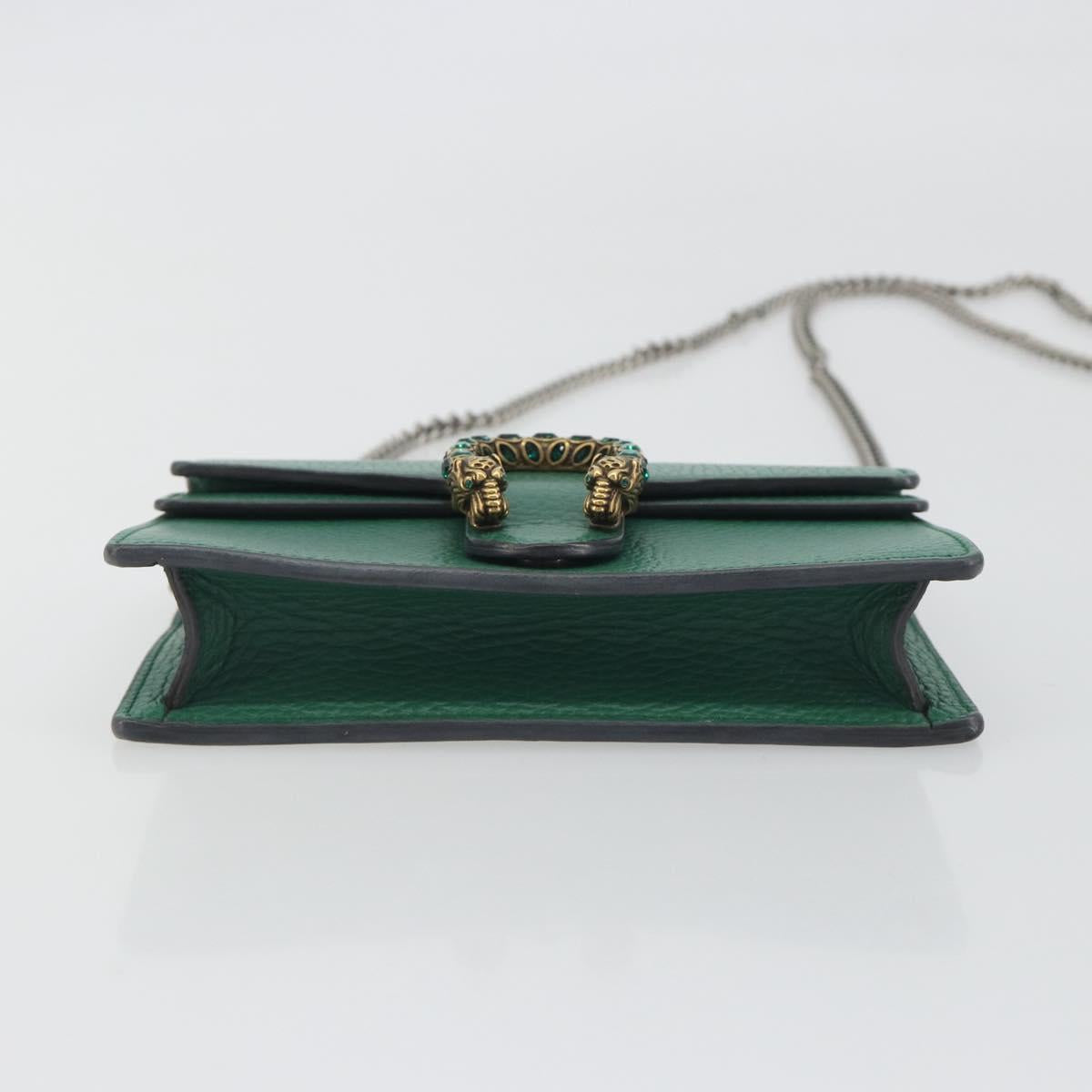 GUCCI Duonisos Shoulder Bag Leather Green Gold 476432 Auth mr2815
