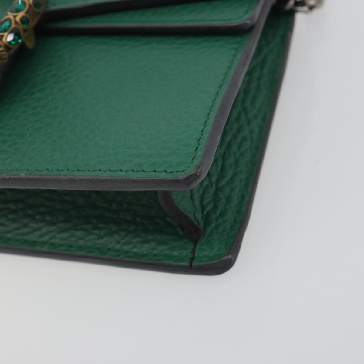 GUCCI Duonisos Shoulder Bag Leather Green Gold 476432 Auth mr2815