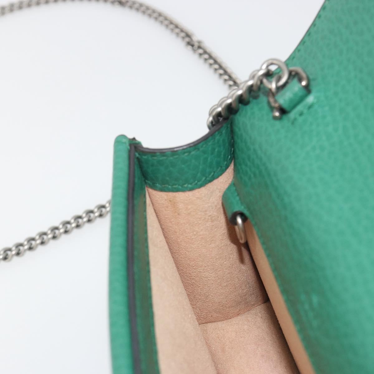 GUCCI Duonisos Shoulder Bag Leather Green Gold 476432 Auth mr2815