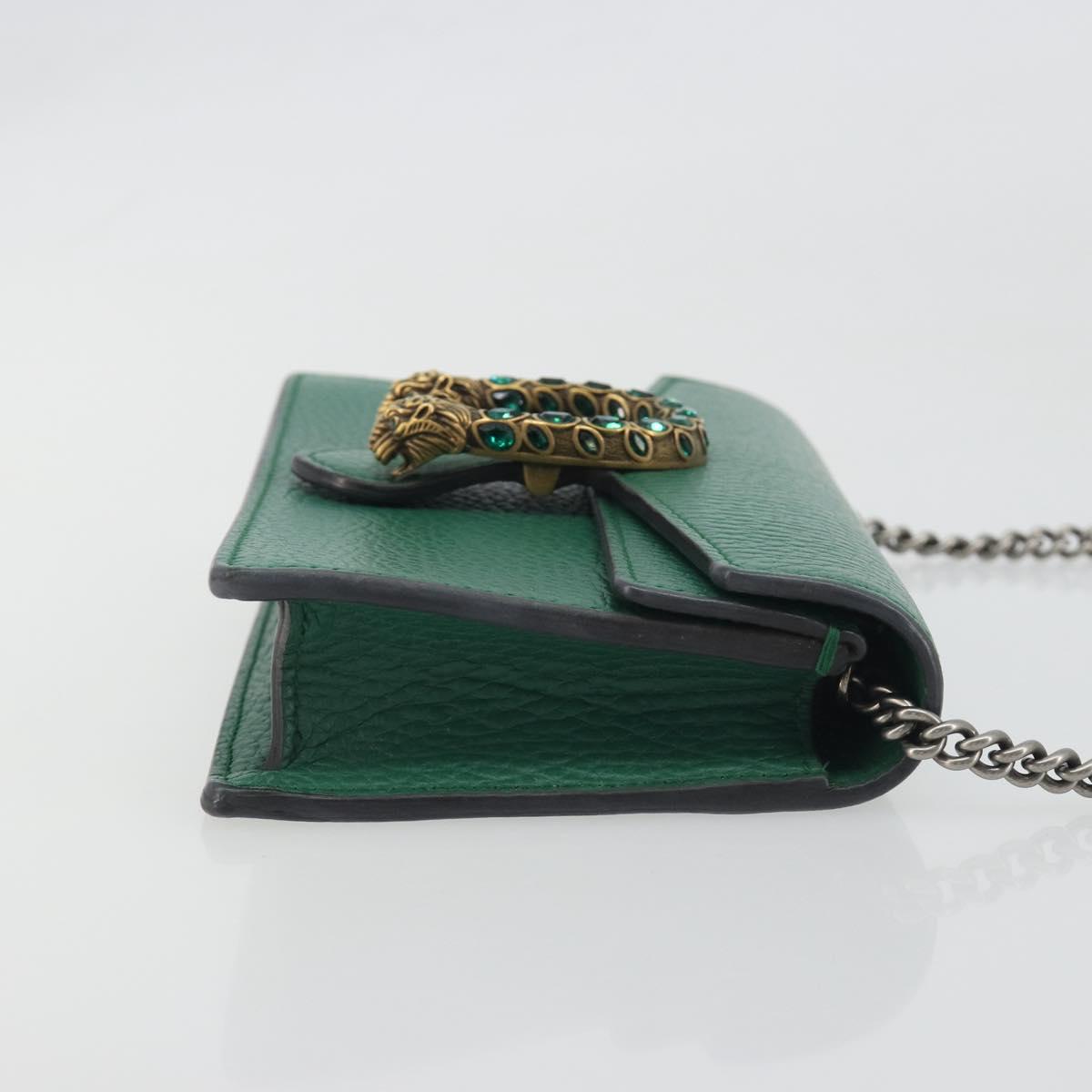 GUCCI Duonisos Shoulder Bag Leather Green Gold 476432 Auth mr2815