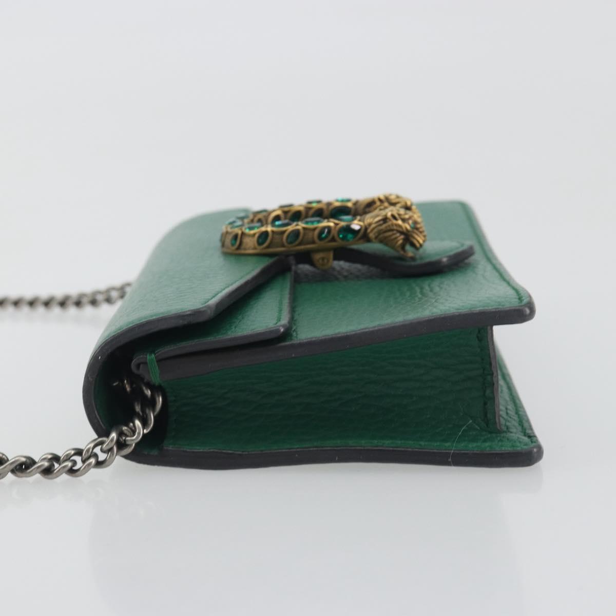 GUCCI Duonisos Shoulder Bag Leather Green Gold 476432 Auth mr2815