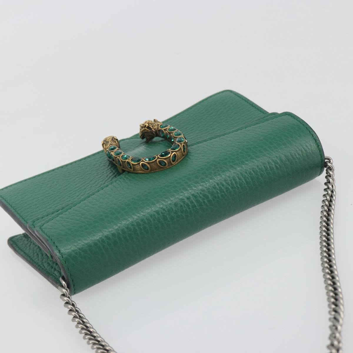 GUCCI Duonisos Shoulder Bag Leather Green Gold 476432 Auth mr2815