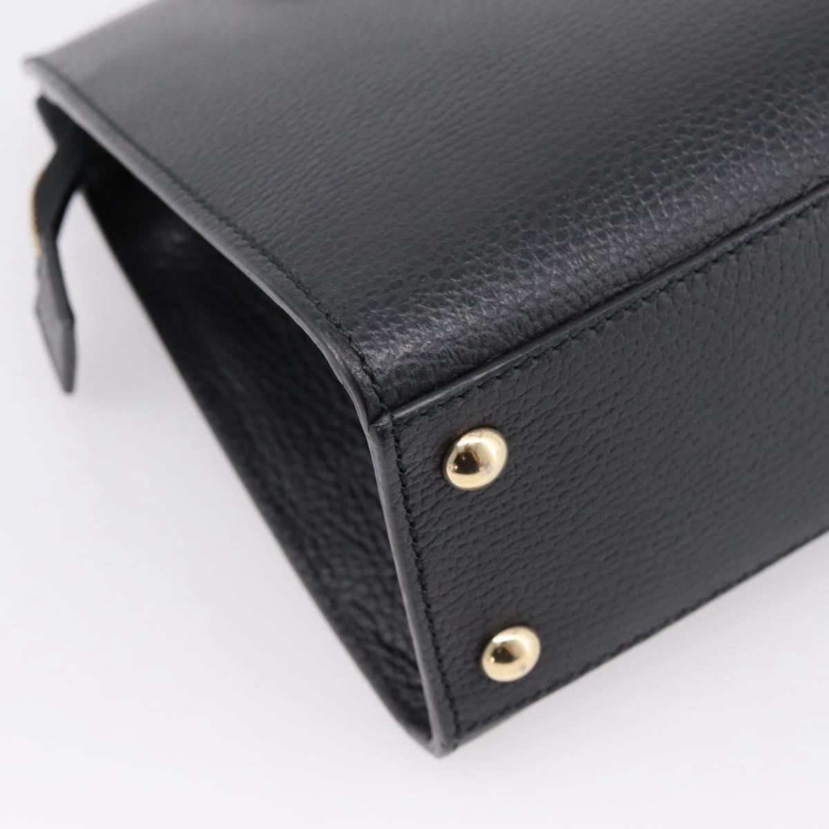 GUCCI Soho Hand Bag Leather Black Gold 431571 Auth mr2816